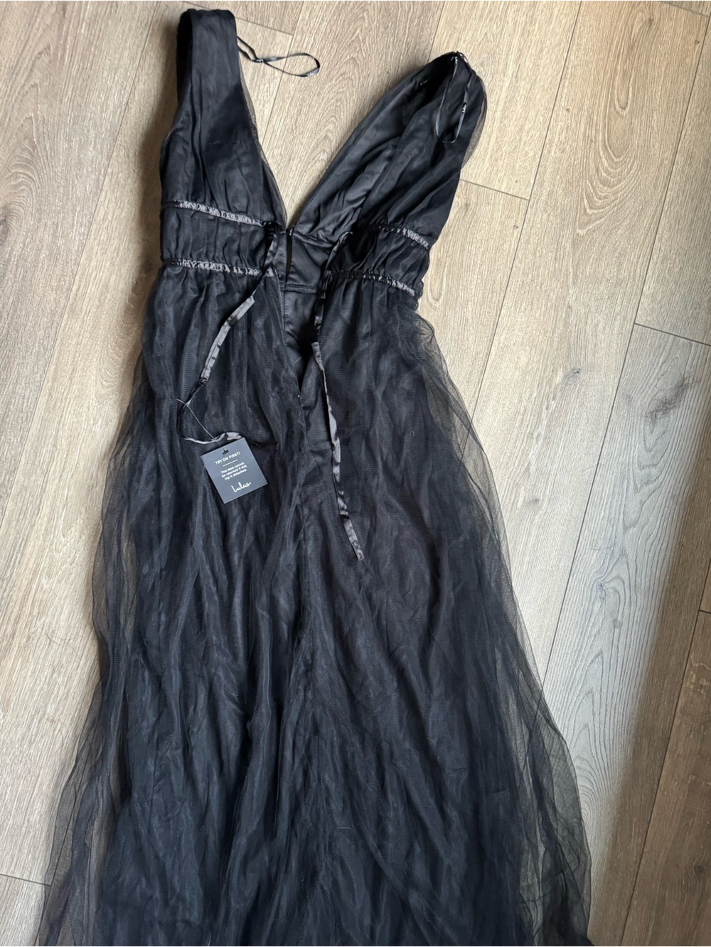 Lulus I'm All Yours Black Tulle Ruffled Maxi Dress - Size S - Picture 3 of 4